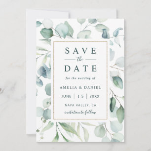 Save The Date Ethereal Eucalyptus Gold Mariage