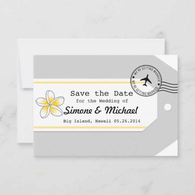 Save The Date Étiquette de bagage thème voyage à Hawaii Enregist (Devant)