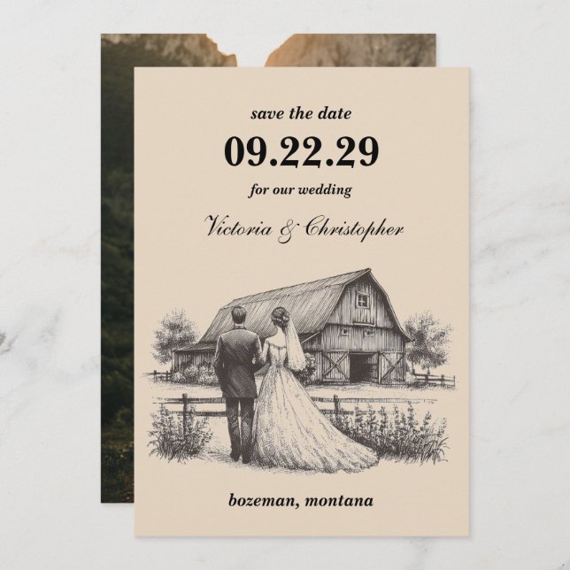 Save The Date Étoile Couple Enregistrer la date (Devant / Derrière)