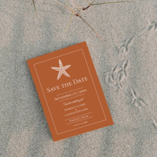 Save The Date Étoile de mer en monogramme photo orange brûlé