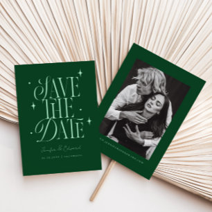 Save The Date Étoiles Whimsical Emerald Green Enregistrer la dat
