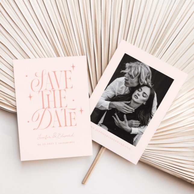 Save The Date Étoiles Whimsical Rose Bleu Enregistrer La Date (Créateur téléchargé)