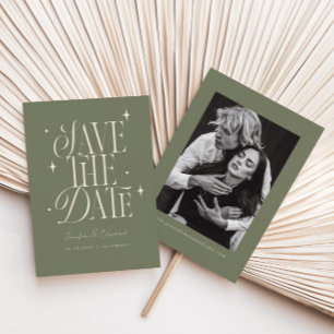 Save The Date Étoiles Whimsical Sage Green Enregistrer La Date