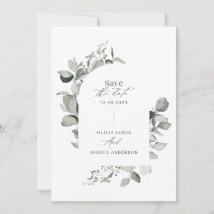 Save The Date Eucalyptus botanique élégant photo simple mariage