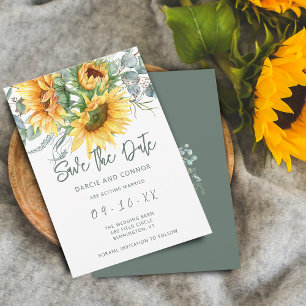Save The Date Eucalyptus de tournesol rustique