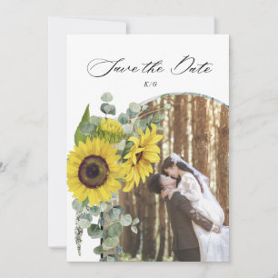 Save The Date eucalyptus de tournesol rustique enregistrer la ca