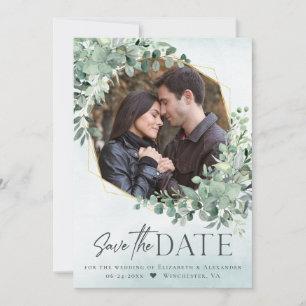 Save The Date Eucalyptus Dusty Blue Mariage Photo Enregistrer la