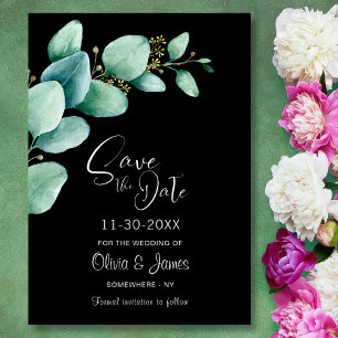 Save The Date Eucalyptus Feuilles Noir Mariage Enregistrer la da
