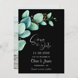 Save The Date Eucalyptus Feuilles Photo personnalisée Mariage no