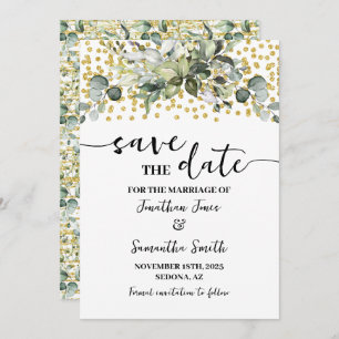 Save The Date Eucalyptus Gold Enregistrer le Mariage de date
