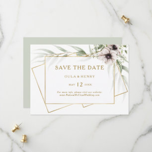 Save The Date Eucalyptus Gold géométrique horizontale Enregistre