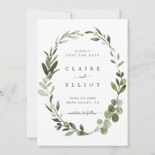 Save The Date Eucalyptus Green Foliage Wreath Enregistrer la car