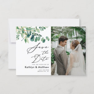 Save The Date Eucalyptus Green Script moderne Mariage photo