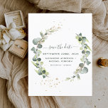 Save the Date Eucalyptus Greenery Succulent Announcement Postcard<br><div class="desc">Eucalyptus Greenery Succulent Botanical Watercolor Spring Wedding Save the Date Card on white background - includes beautiful and elegant script typography with modern botanical leaves and greenery for the special Wedding day celebration.</div>