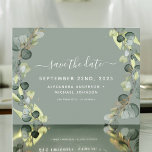 Save the Date Eucalyptus Greenery Succulent Announcement Postcard<br><div class="desc">Eucalyptus Greenery Succulent Botanical Watercolor Spring Wedding Save the Date Card on white background - includes beautiful and elegant script typography with modern botanical leaves and greenery for the special Wedding day celebration.</div>