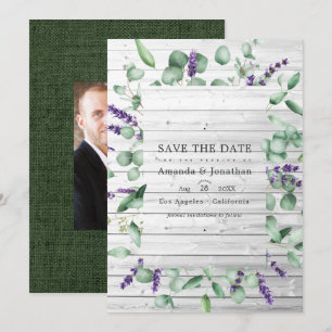 Save The Date Eucalyptus Lavender Rustic Country Barne Mariage