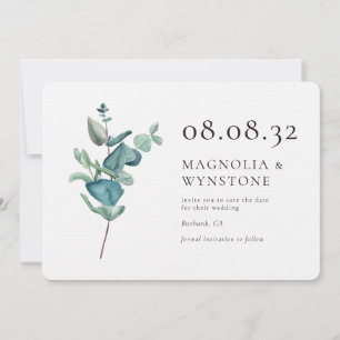 Save The Date Eucalyptus Luxury Linen Mariage