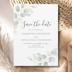 Save The Date Eucalyptus Mariage Appartement Enregistrer La Cart