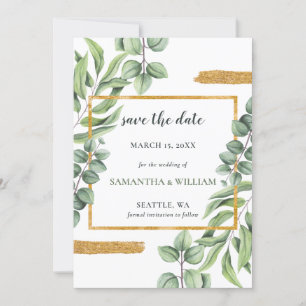 Save The Date Eucalyptus rustique Verdure Mariage succulent
