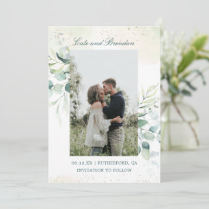 Save The Date Eucalyptus Rustique Verdure Photo Mariage élégant