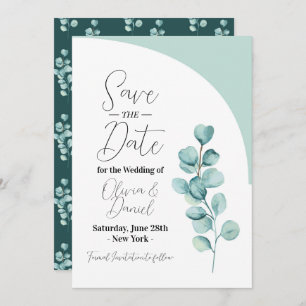 Save The Date Eucalyptus Wedding Leaves Spring