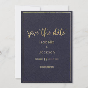 Save The Date Événement à retenir vintage bleu marine or floral 