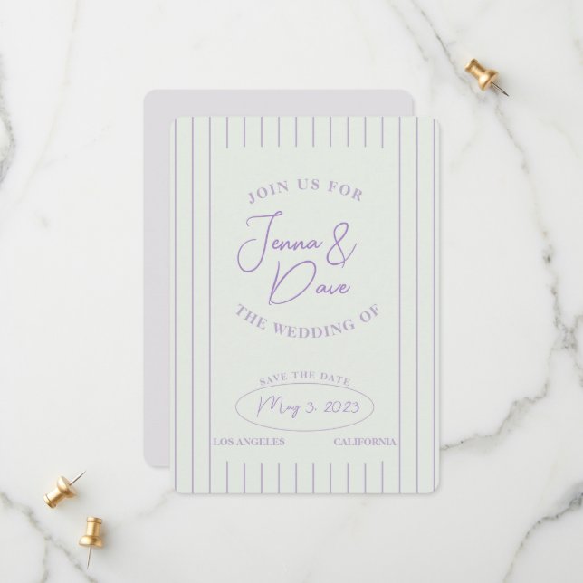 Save The Date Événement Mariage à la Mode Simple et Moderne (Devant/Arrière en situation)