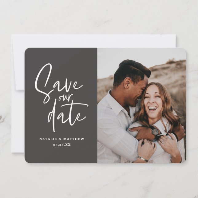 Save The Date Événement moderne de mariage floral photographique (Devant)