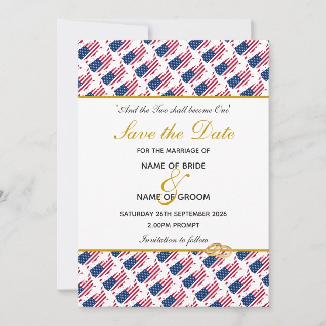 Save The Date Événement spécial de mariage CÉLÉBRATION USA (Devant)