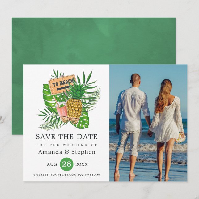 Save The Date Exotic Tropical Beach Mariage photo (Devant / Derrière)