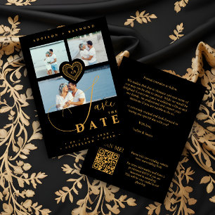 Save The Date Exquis Dentelle Or & Noir 3 Multi Photos