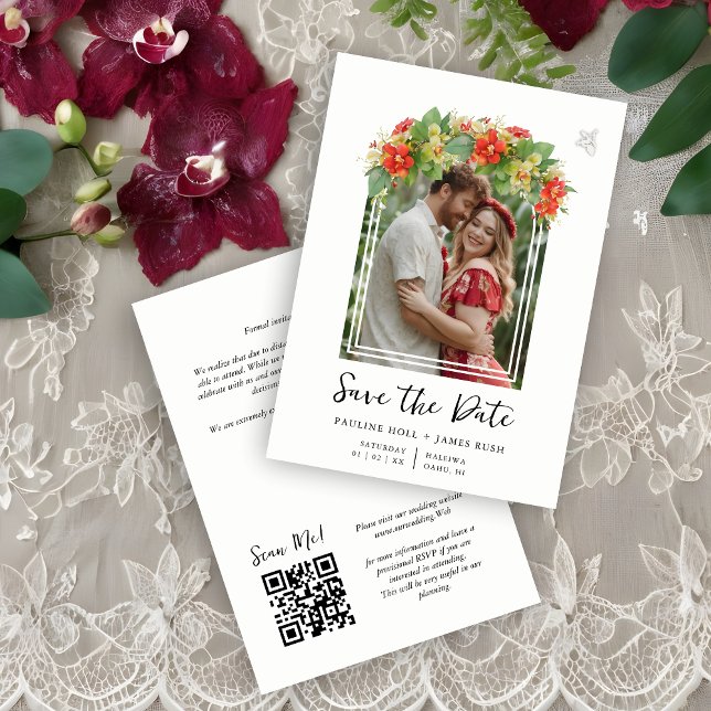 Save The Date Exquisite Chic Botanical Arch Frame Photo Wedding  (Exquisite Chic Botanical Exotic Arch Frame Photo Wedding Save the Date Card.)