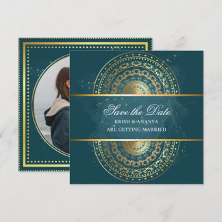 Save the date, Exquisite Green and black Wedding Invitation