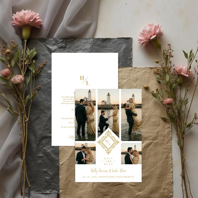 Save The Date Exquisite Original 5-Photo Collage Wedding (Exquisite Original 5-Photo Collage Wedding Save the Date Card Design. )