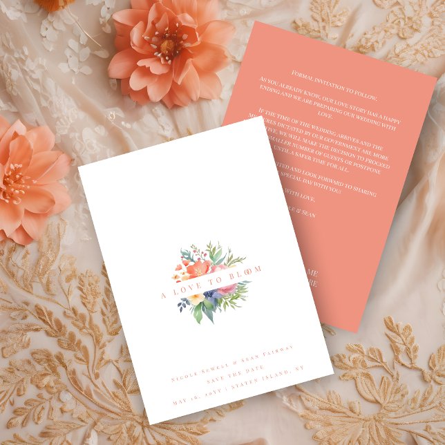 Save The Date Exquisite Romantic Minimalist Floral Bouquet (Exquisite Romantic Minimalist Spring Floral Bouquet Wedding Save the Date Card without Photo.)