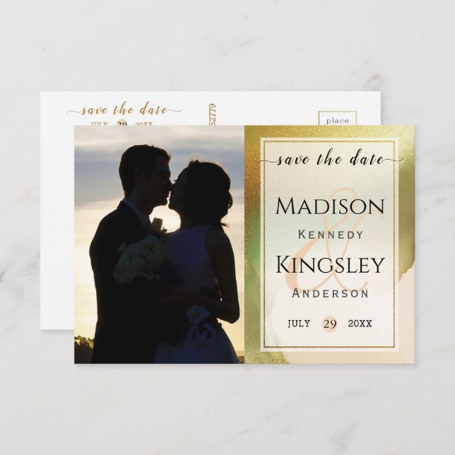 Save The Date Fab Chartreuse 🤵 Mariage économique audacieux et  (Devant / Derrière)