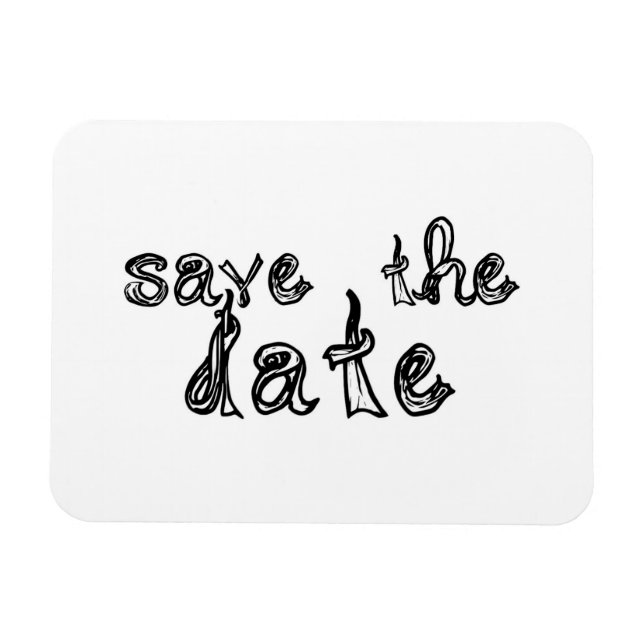 save the date fabric font black & white magnet (Horizontal)