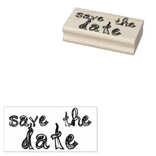 save the date Fabric Font Rubber Stamp