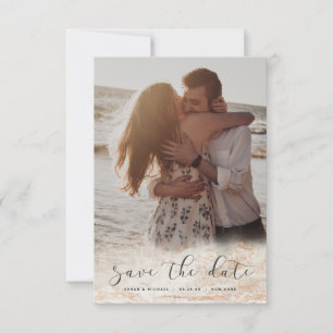 Save The Date Fade de marbre moderne en cuivre beige Photo perso