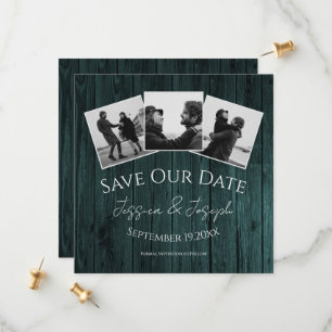 Save The Date Faire part de collage photo rustique sarcelle