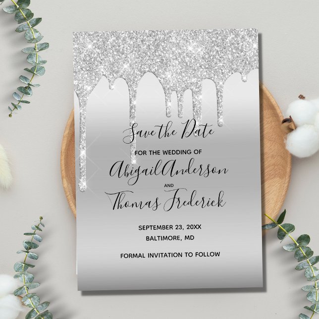 Save The Date Faire part de conservation tendance avec gouttes d (Créateur téléchargé)