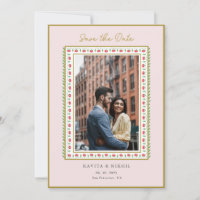 Faire part de date de mariage à bordure de fleurs 