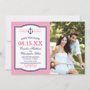 Save The Date Faire part de date de mariage photo avec ancre nau