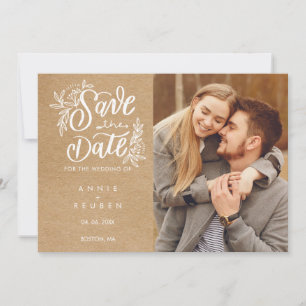 Save The Date Faire part de date de Rustic Kraft avec photo et é