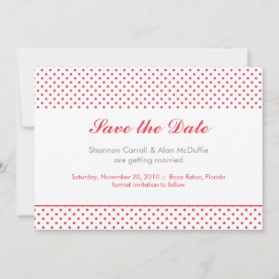 Save The Date faire part de date grise et corail à pois