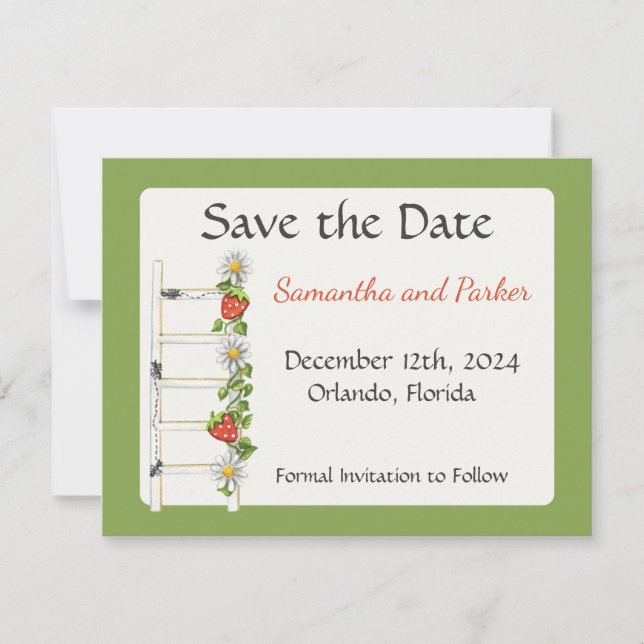 Save The Date Faire part de l'échelle de fraise vintage (Devant)