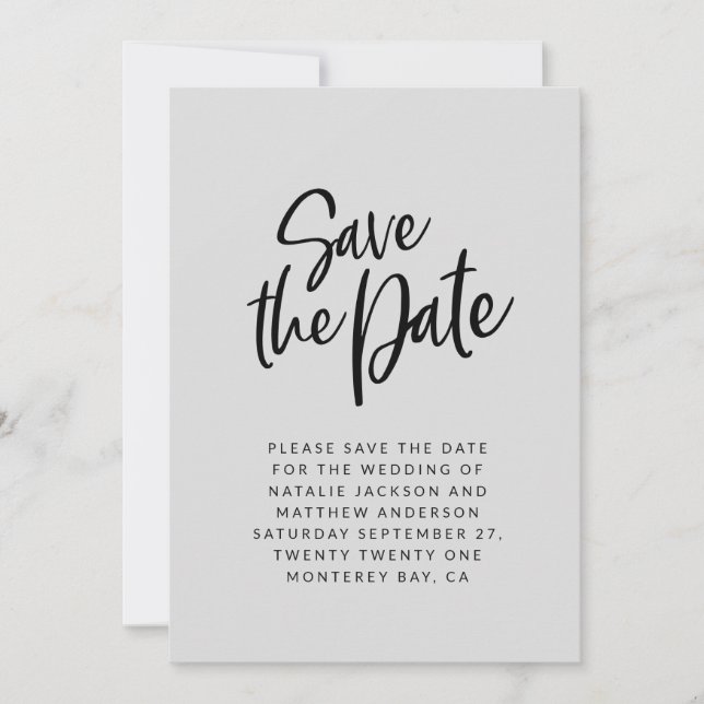 Save The Date Faire part de mariage à la date moderne script (Devant)