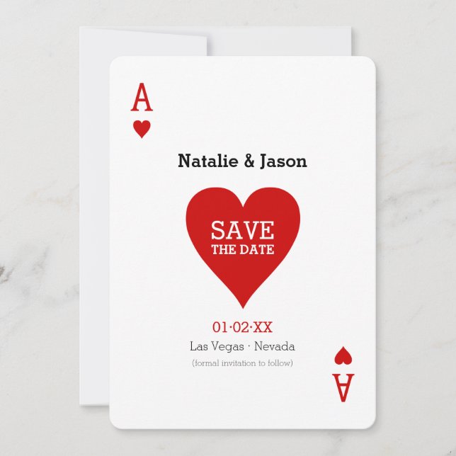 Save The Date Faire part de mariage à l'avance As de cœur (Devant)