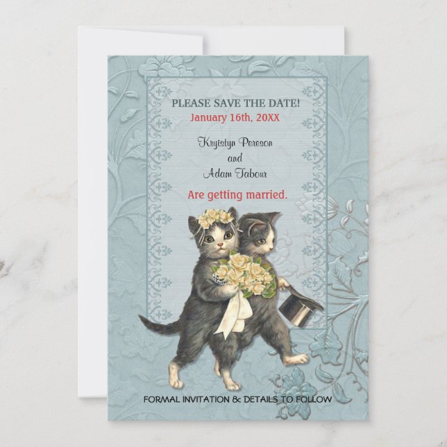 Save The Date Faire part de mariage de chats élégants (Devant)