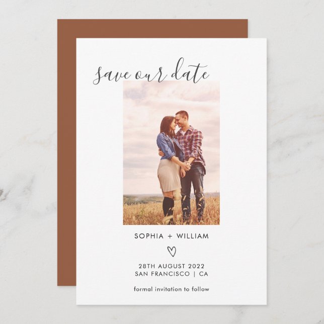 Save The Date Faire part de mariage en terre cuite Boho (Devant / Derrière)